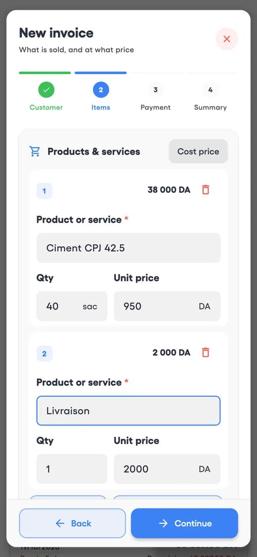 New invoice