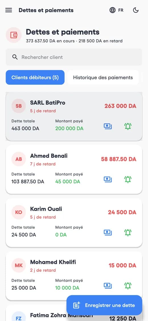 Dettes et paiements
